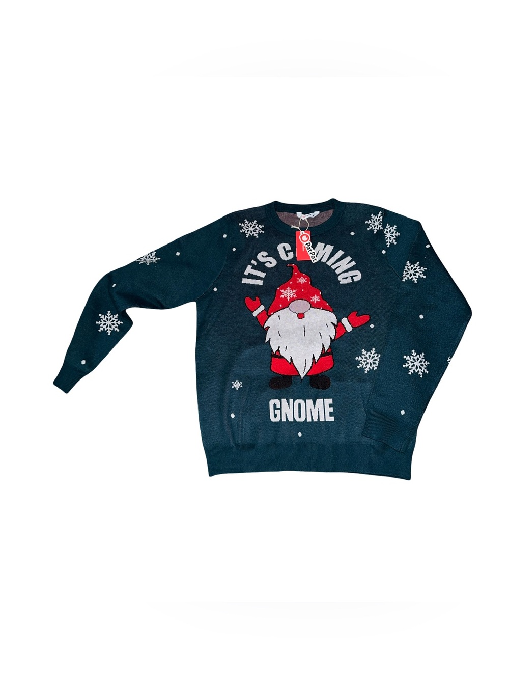 PatPat Ugly Christmas Sweater Green Gnome Sze M Women"Its Coming Gnome" NWT